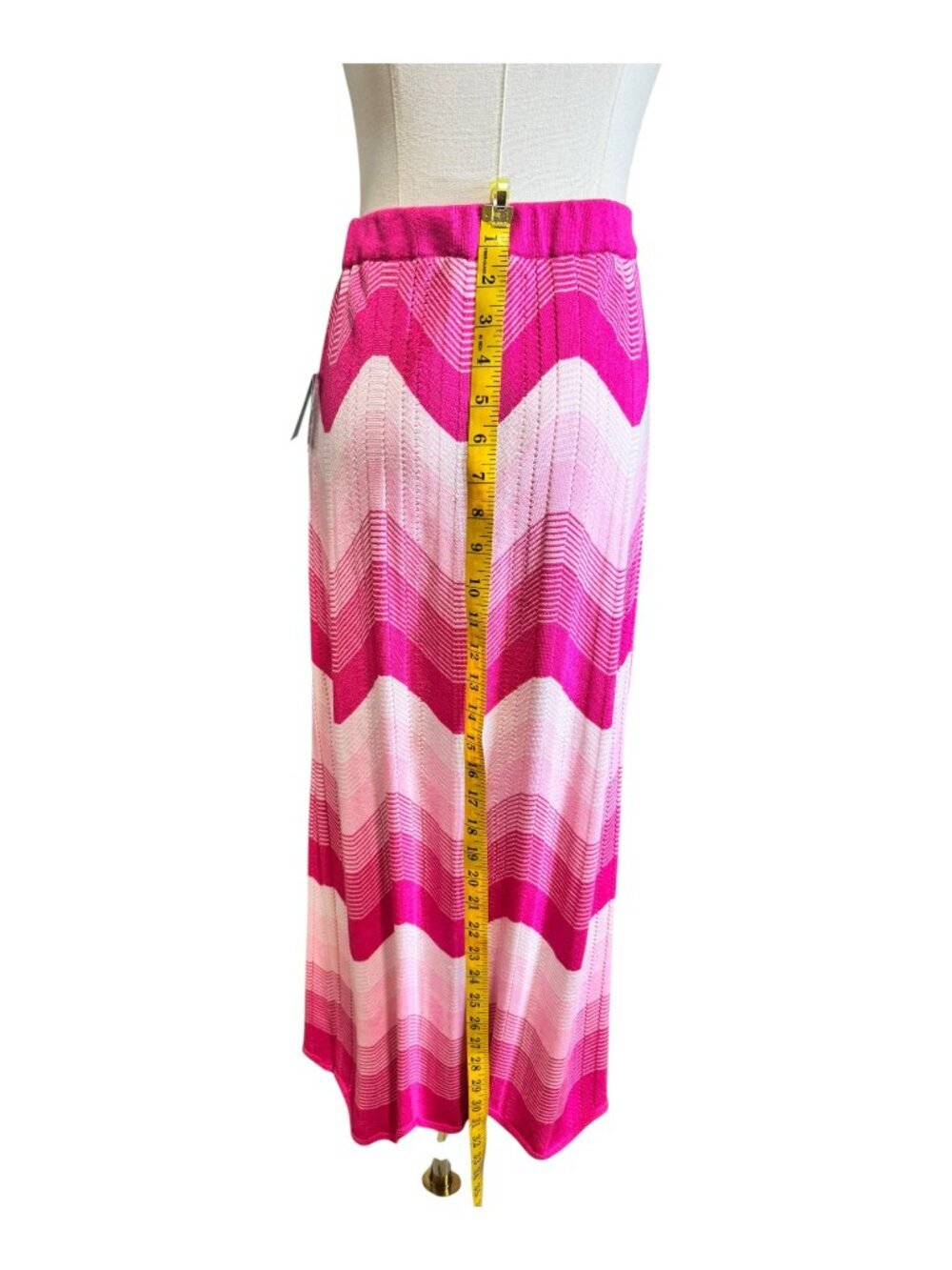 Ming Wang Pink Chevron Knit Maxi Skirt Size M - Zig Zag Pattern Long Midi | NWT - Picture 7 of 12